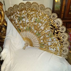 ( SOLD)    Gold Burwood Wall Fan #4402